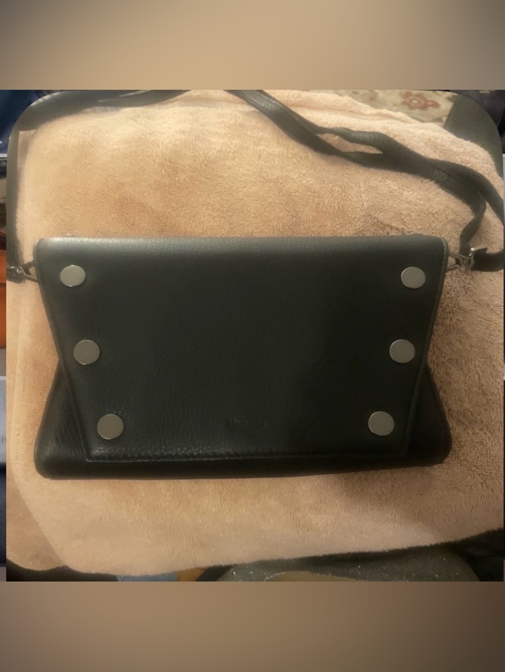 Hammitt Black Leather Crossbody Bag with Silver Hardware